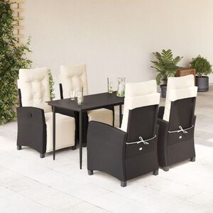 Imagine vidaXL Set mobilier de grădină cu perne, 5 piese, negru, poliratan