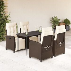 Imagine vidaXL Set mobilier de grădină, 5 piese, cu perne, maro, poliratan