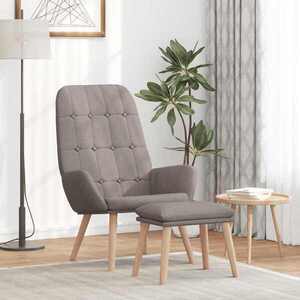 Imagine vidaXL Scaun de relaxare cu taburet, gri taupe, textil