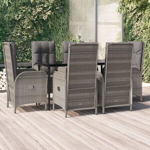 Imagine vidaXL Set mobilier de grădină cu perne, 7 piese, negru/gri, poliratan