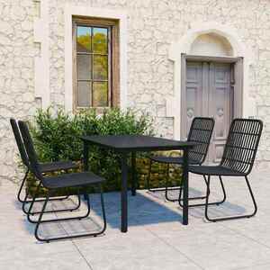 Imagine vidaXL Set mobilier de exterior, 5 piese, poliratan și sticlă