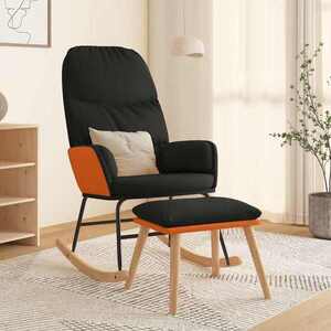 Imagine vidaXL Scaun balansoar cu taburet, negru, textil
