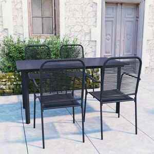 Imagine vidaXL Set mobilier de grădină, 5 piese, negru, sticlă și oțel
