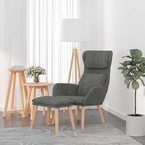 Imagine vidaXL Scaun de relaxare cu taburet, gri închis, catifea