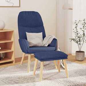 Imagine vidaXL Scaun de relaxare cu taburet, albastru, textil