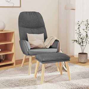 Imagine vidaXL Scaun de relaxare cu taburet, gri deschis, material textil