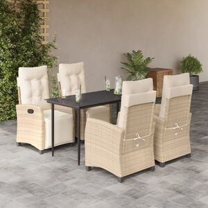 Imagine vidaXL Set mobilier de grădină cu perne, 5 piese, bej, poliratan