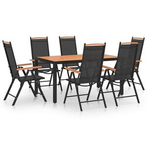 Imagine vidaXL Set mobilier pentru grădină, 7 piese, negru, aluminiu