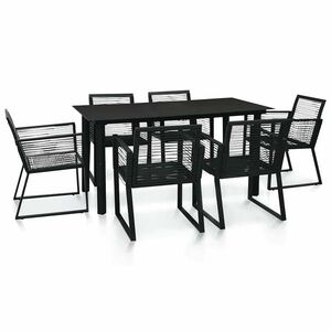 Imagine vidaXL Set mobilier de exterior, 7 piese, negru, ratan PVC