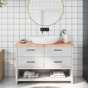 Imagine vidaXL Blat de baie, maro deschis, 120x30x(2-4) cm, lemn masiv tratat