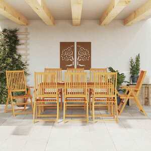 Imagine vidaXL Set mobilier de grădină, 9 piese, 180x90x75 cm, lemn masiv de acacia