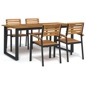 Imagine vidaXL Set mobilier de grădină, 5 piese, lemn masiv de acacia și metal