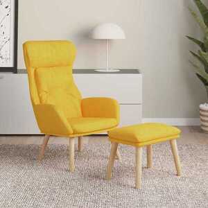 Imagine vidaXL Scaun de relaxare cu taburet, galben muștar, textil