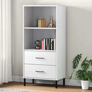 Imagine vidaXL Bibliotecă cu 2 sertare OSLO, alb, 60x35x128, 5 cm, lemn masiv