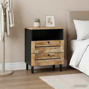Imagine vidaXL Noptieră Maro și negru 50 x 33 x 60 cm Lemn de mango solid