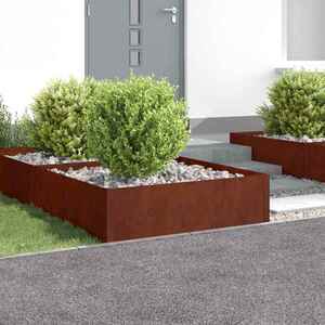 Imagine vidaXL Margine pentru gazon 4 buc. 100 x 100 x 35 cm Oțel Ruginit