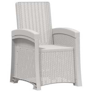 Imagine vidaXL Scaun de grădină reclinabil aspect rattan Alb PP