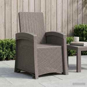 Imagine vidaXL Scaun de grădină reclinabil aspect rattan Gri deschis PP