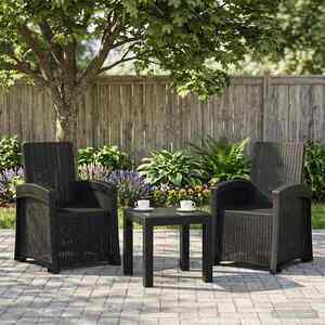 Imagine vidaXL Scaun de grădină reclinabil aspect rattan 2 buc. Antracit PP
