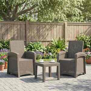 Imagine vidaXL Scaun de grădină reclinabil aspect rattan 2 buc. Gri deschis PP