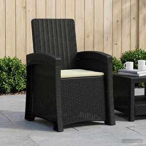 Imagine vidaXL Scaun de grădină reclinabil aspect rattan Antracit și crem PP