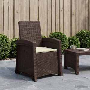 Imagine vidaXL Scaun de grădină reclinabil aspect rattan Maro și Crem PP