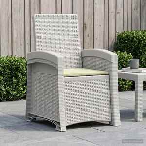Imagine vidaXL Scaun de grădină reclinabil aspect rattan Alb și crem PP