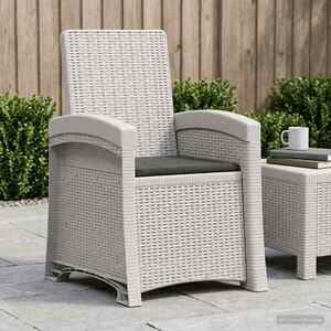 Imagine vidaXL Scaun de grădină reclinabil aspect rattan Alb și antracit PP