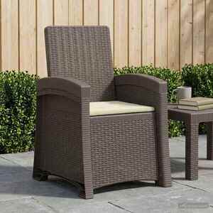 Imagine vidaXL Scaun de grădină reclinabil aspect rattan Gri deschis și Crem