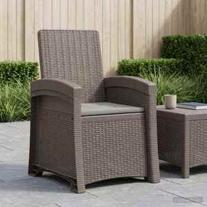 Imagine vidaXL Scaun de grădină reclinabil aspect rattan Gri deschis PP