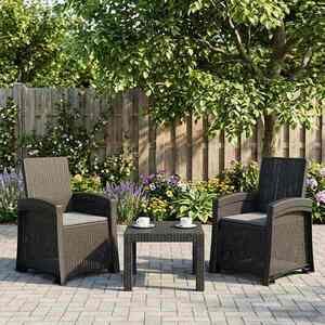 Imagine vidaXL Scaun de grădină reclinabil aspect rattan 2 buc. Antracit PP