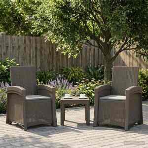 Imagine vidaXL Scaun de grădină reclinabil aspect rattan 2 buc. Gri deschis PP