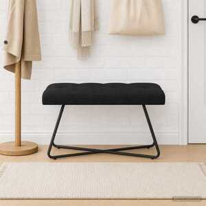Imagine vidaXL Bancă cu butoane capitonate Negru 80 x 40 x 46 cm Țesătură
