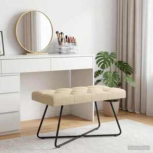 Imagine vidaXL Bancă cu butoane capitonate Crem 80 x 40 x 46 cm Țesătură