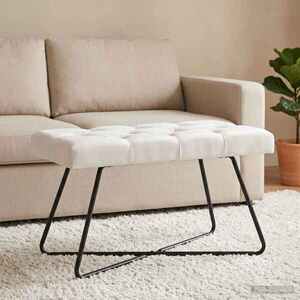 Imagine vidaXL Bancă cu butoane capitonate Alb 80 x 40 x 46 cm Țesătură