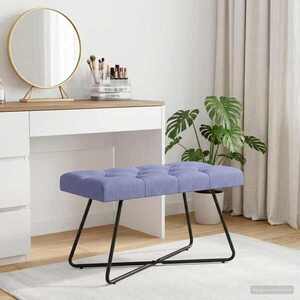 Imagine vidaXL Bancă cu butoane capitonate Albastru Jeans 80 x 40 x 46 cm