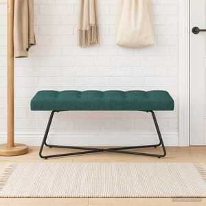 Imagine vidaXL Bancă cu butoane capitonate Verde închis 110 x 40 x 46 cm