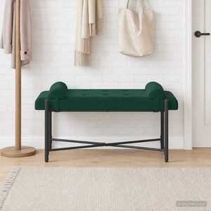 Imagine vidaXL Bancă cu butoane și perne Verde închis 110 x 40 x 46 cm Catifea