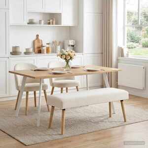 Imagine vidaXL bancă Simplu Crem 110 x 40 x 46 cm Bouclé