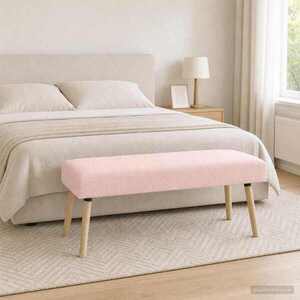 Imagine vidaXL bancă Simplu Roz 110 x 40 x 46 cm Bouclé