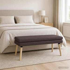 Imagine vidaXL Bancă cu două straturi Maro închis 110 x 40 x 47 cm Țesătură