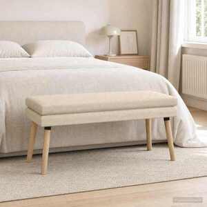 Imagine vidaXL Bancă cu două straturi Crem 110 x 40 x 47 cm Țesătură