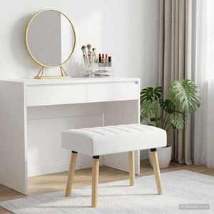 Imagine vidaXL Bancă cu tapițare canelată Alb 60 x 40 x 45 cm Țesătură