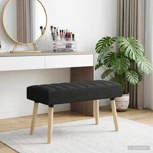 Imagine vidaXL Bancă cu tapițare canelată Negru 80 x 40 x 46 cm Țesătură