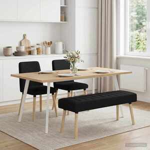 Imagine vidaXL Bancă cu tapițare canelată Negru 110 x 40 x 46 cm Țesătură