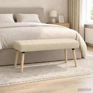 Imagine vidaXL Bancă cu tapițare canelată Crem 110 x 40 x 46 cm Țesătură