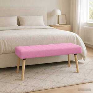 Imagine vidaXL Bancă cu tapițare canelată Roz 110 x 40 x 46 cm Țesătură