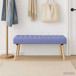 Imagine vidaXL Bancă cu tapițare canelată Albastru Jeans 110 x 40 x 46 cm