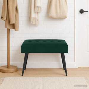 Imagine vidaXL Bancă cu butoane capitonate Verde închis 60 x 40 x 45 cm