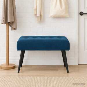 Imagine vidaXL Bancă cu butoane capitonate albastru 60 x 40 x 45 cm Catifea